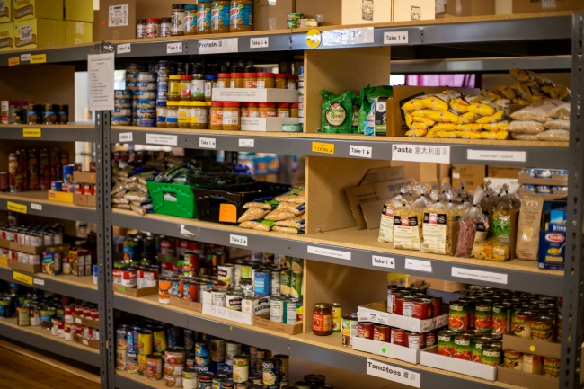 Food bank shelves